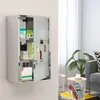 HOMCOM Medizinschrank Arzneischrank mit Schloss Edelstahl Produktbild-Vorschau 2