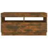 A front view of a wooden TV stand with two open shelves. Produktbild-Vorschau
