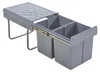 A gray built-in trash can with two compartments on a white background. Anteprima dell’immagine prodotto