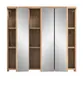 A bathroom cabinet with mirrored doors and open shelving. Produktbild-Vorschau
