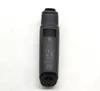 A close-up view of the bottom part of a black electric trimmer, showing its charging port and regulatory markings. Produktbild-Vorschau