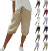 Damen Leinen-Shorts Sommer Knielang mit Kordelzug, Luftig Produktbild-Vorschau 1
