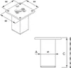 This is a technical drawing of a furniture leg with dimensions indicated. Produktbild-Vorschau