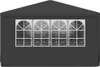 A front view of a dark grey party tent with four arched windows. Produktbild-Vorschau