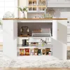A white kitchen island with open cabinets displaying kitchenware and food items. Náhled obrázku produktu