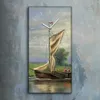 Wandbild Leinwand Bilder Wanduhr Quarz 30x60 Wasser schiffe Produktbild-Vorschau 2