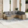 Design 7-tlg. Garten-Sofagarnitur mit Kissen Beige Poly Produktbild-Vorschau 1