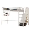 A white loft bed with shelves and stairs against a white background. Podgląd zdjęcia produktu