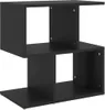 A black, modern, two-tiered shelf unit with an S-shaped design, shown against a white background. Podgląd zdjęcia produktu