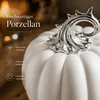 Edler LED Porzellan Kürbis Weiß Silber Klein Herbstdeko Produktbild-Vorschau 5