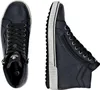 Two views of a pair of blue leather high-top sneakers against a white background. Produktbild-Vorschau