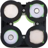 A close-up, top-down view of a battery holder with four battery cells. Produktbild-Vorschau