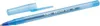 A blue BIC Round Stic pen with its cap off, lying on a white background. Voir les images du produit