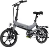 A studio shot of a gray folding electric bicycle against a white background. Produktbild-Vorschau
