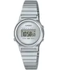 A close-up studio shot of a silver Casio digital watch with a metal band, displayed against a white background. Produktbild-Vorschau