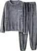 ASKSA Herren Pyjama Lang Schlafanzug Set Winter Fleece Produktbild-Vorschau 1