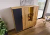 MASSIVMOEBEL24 Highboard Wildeiche mit Glastür 142x43x145 Produktbild-Vorschau 2