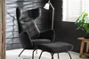 KAWOLA Sessel LOTTE Ohrensessel velvet schwarz mit Hocker Produktbild-Vorschau 3