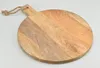 4x BURI Servierbrettchen Tablett Rund Holz Griff Schneiden Produktbild-Vorschau 1
