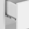 Close-up view of a white drawer with a metal drawer slide mechanism. Produktbild-Vorschau