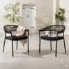 home24 Stapelstuhl - 2er-Set - Stahl / Polyrattan - Schwarz Produktbild-Vorschau 2