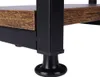 Close-up of the base of a shelf unit, showing a black metal leg with an adjustable foot and a wooden shelf. Anteprima dell’immagine prodotto