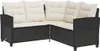 A black L-shaped outdoor sofa with cream cushions, shown from a front-side angle against a white background. Produktbild-Vorschau