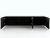 A black TV cabinet with three open compartments, shown against a white background. Produktbild-Vorschau