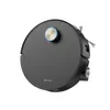 A top-down view of a black robot vacuum cleaner on a white background. Produktbild-Vorschau