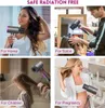 A collage of four images showing a hairdryer being used in different scenarios: at home, in a salon, for children, and during pregnancy. Produktbild-Vorschau