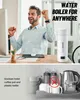A man celebrating at a desk and a close-up of hotel amenities. Produktbild-Vorschau
