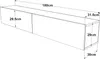 A line drawing of a long, rectangular cabinet with dimensions indicated. Náhled obrázku produktu