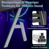 A close-up of a desk leg shaped like the letter 'A', with marketing text and detail shots of the desk's construction. Produktbild-Vorschau