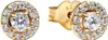 A pair of gold stud earrings with clear stones, shown against a white background. Produktbild-Vorschau