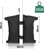 A black sandbag for a pavilion is shown with dimensions and weight indicated. Produktbild-Vorschau