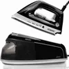 A black and silver steam iron and its base station are displayed against a white background. Produktbild-Vorschau
