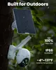 A solar-powered security camera mounted on a tree trunk during a rain shower. Náhled obrázku produktu