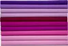 A stack of rolled crepe paper in various shades of pink and purple. Produktbild-Vorschau