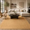 Naturfaser Teppich Handgefertigt Jute Salsa Bordüre Beige, Produktbild-Vorschau 1