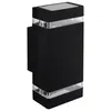 A black rectangular outdoor wall light with clear glass elements at the top and bottom. Náhľad obrázku produktu