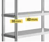Close-up of a metal shelf unit, showing dimensions. Voir les images du produit