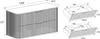 A technical drawing of a bathroom cabinet with dimensions indicated. Voir les images du produit
