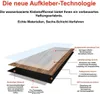 A diagram illustrating the layered structure of a self-adhesive vinyl flooring product, with labels pointing to each layer and its properties. Anteprima dell’immagine prodotto