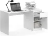 A white desk with a laptop, lamp, and storage compartments. Náhľad obrázku produktu