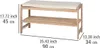 A wooden bench with a cushioned top and a lower shelf, with dimensions indicated by lines and text. Náhled obrázku produktu