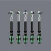 Five Wera Zyklop Speed Ratchets are displayed in a row against a plain gray background. Podgląd zdjęcia produktu