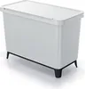 A white trash can with black legs on a white background. Náhľad obrázku produktu
