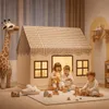 Casetta Gioco Bambini Marrone 130x125x95 cm con Tende e Anteprima dell’immagine prodotto 3