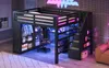 Lit superposé gaming 140x200 cm en métal avec bureau, Voir les images du produit 12