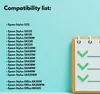 A list of compatible printer models with checkmarks on a notepad. Anteprima dell’immagine prodotto